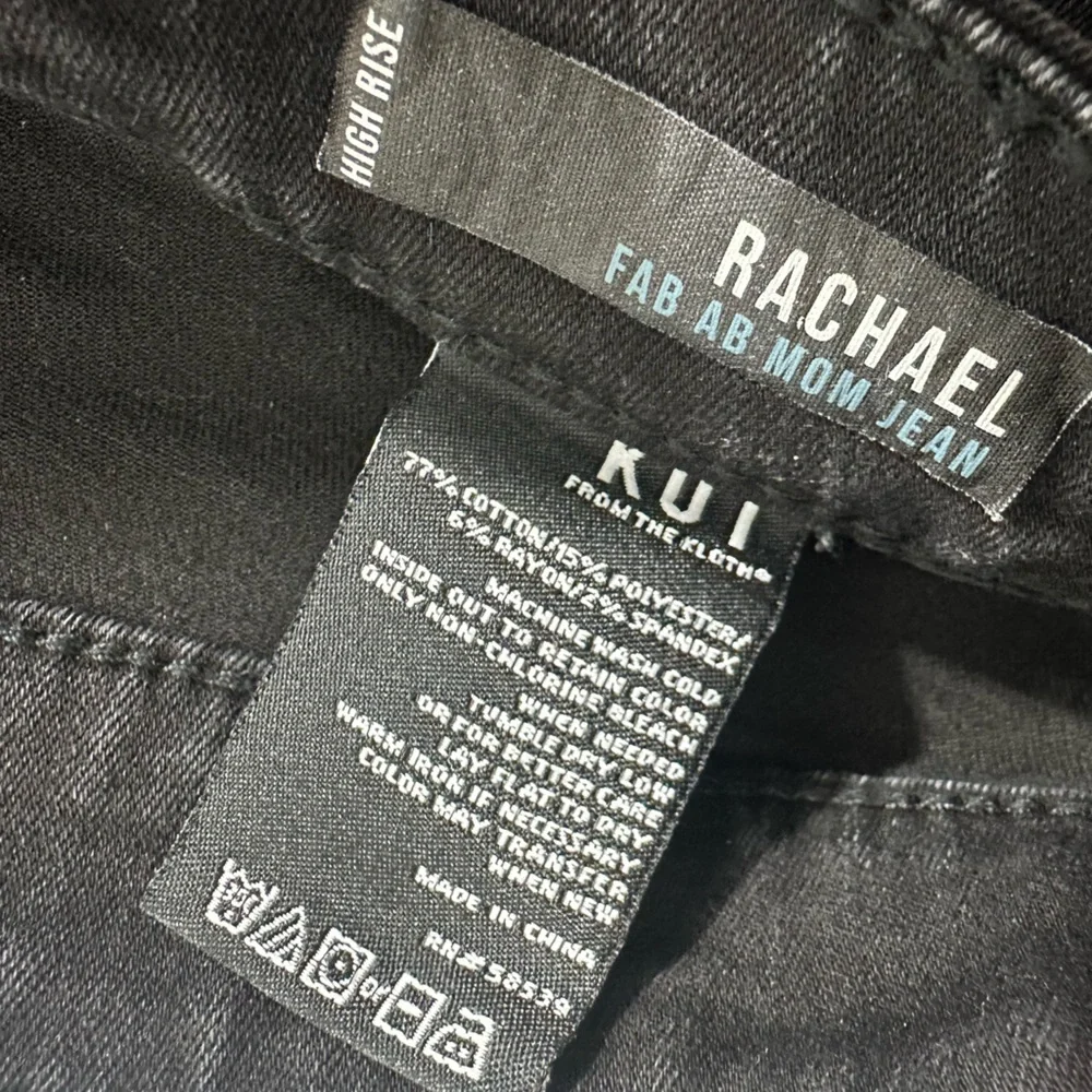 Kut from the Kloth Sz 6 Womens Rachael Fab Ab Mom Denim Black Jeans High Rise - Picture 8 of 12